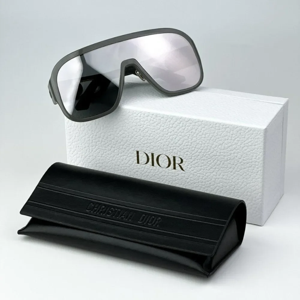 NEW Dior DIORBOBBYSPORT M1U 45A7 Grey Silver Mirror Unisex Mask Sunglasses